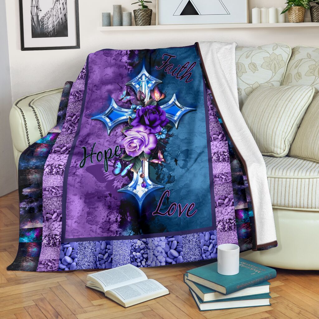 God Flower Faith Hope Love Christian Flannel Blanket For Soft Bed Couch And Home Comfort