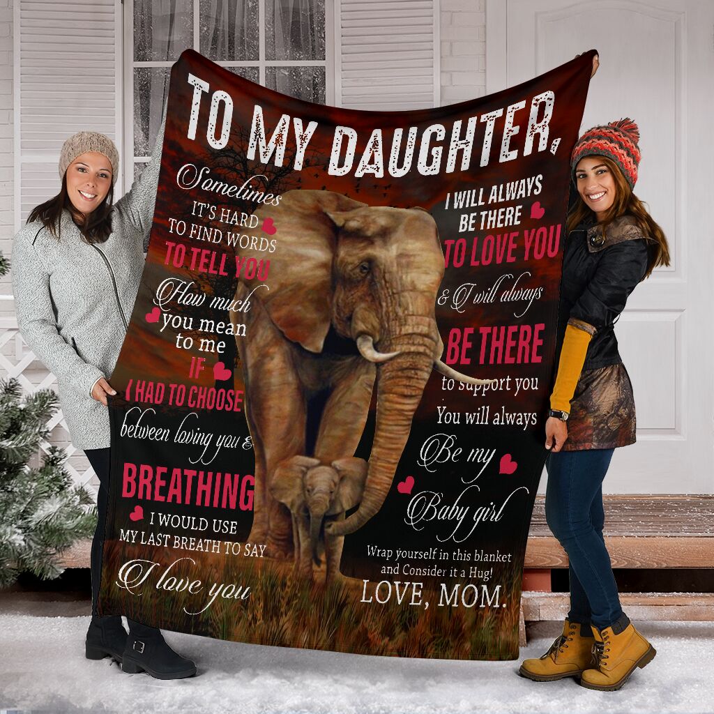 Elephant To My Daughter Breathing I Love You Flannel Blanket For Bedroom Couch And Daily Comfort