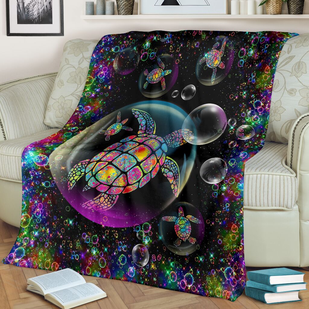 Turtle Lovers Turtle Playing Flannel Blanket For Living Room And Bedroom Styling