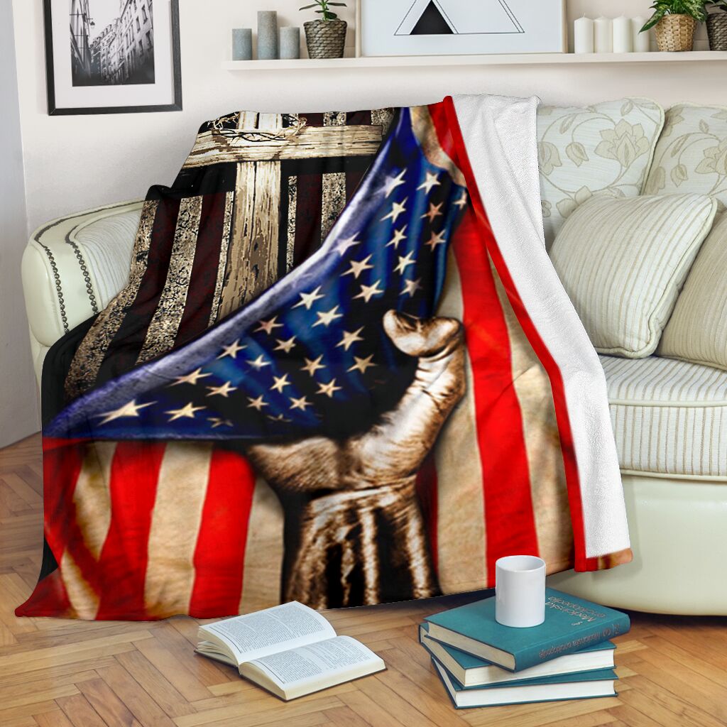 Jesus American Flag Christian Flannel Blanket For Warm Home Decor And Relaxation