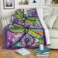Dragonfly With Beautiful Flower Flannel Blanket For Warm Home Decor And Relaxation