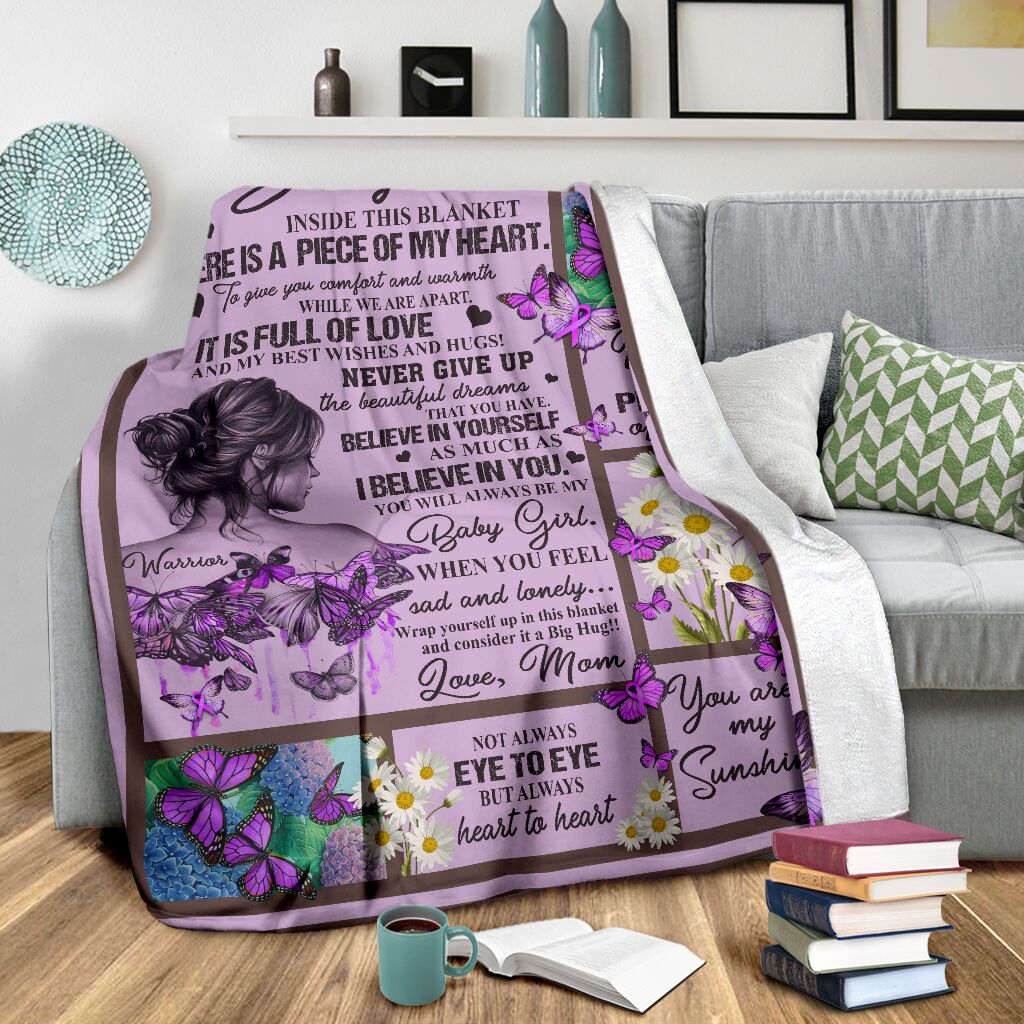 Fibromyalgia To My Daughter Fibromyalgia Awareness Flannel Blanket For Relaxing At Home And Travel