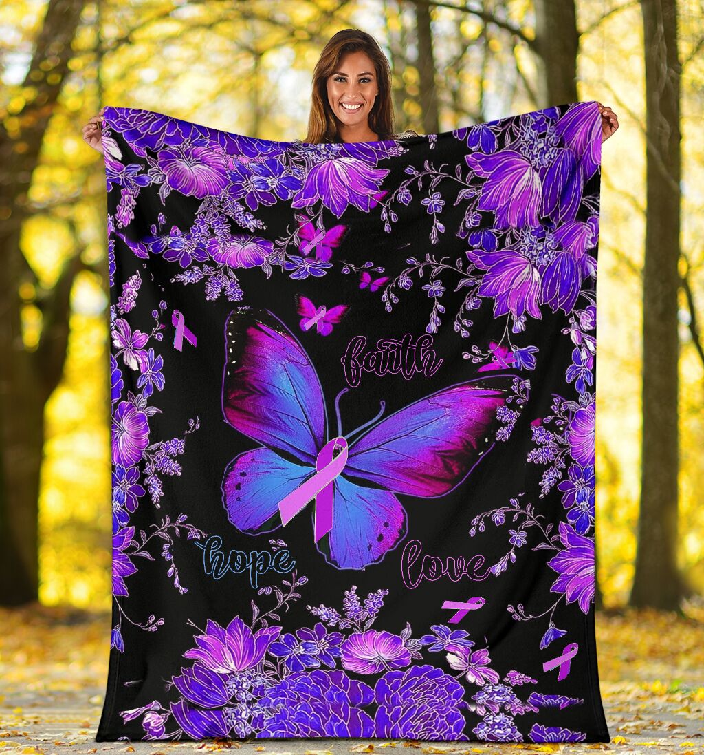 Breast Cancer Awareness Butterfly Flannel Blanket For Cozy Home Lounging And Gifting