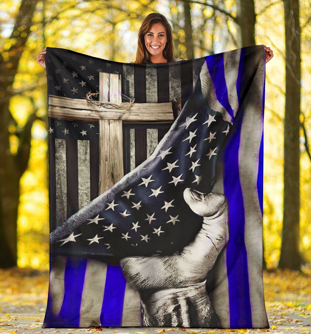 Police Blue Line Flag Flannel Blanket For Cozy Home Lounging And Gifting