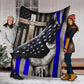 Police Blue Line Flag Flannel Blanket For Bedroom Couch And Daily Comfort