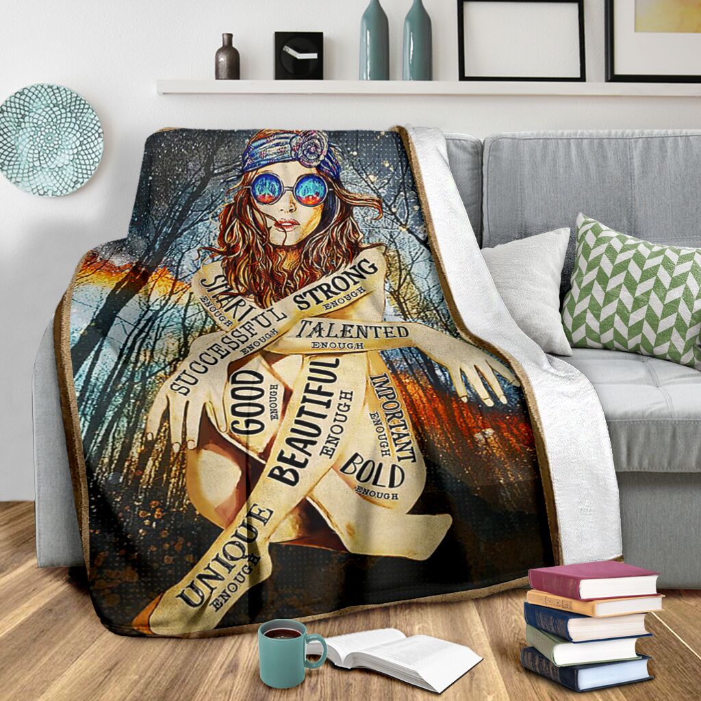 Hippie You Are Enough Flannel Blanket For Relaxing At Home And Travel