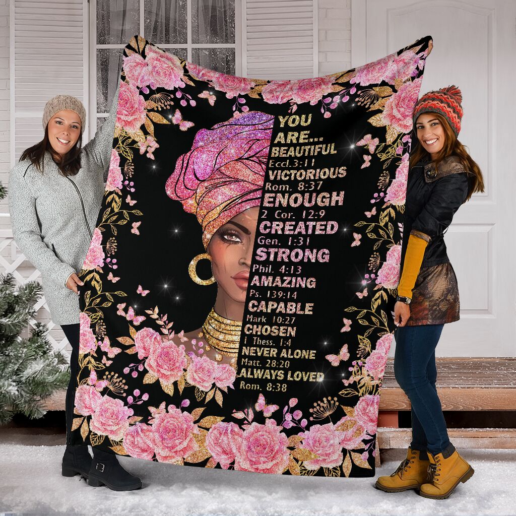 Black Woman God Says You Are African American Flannel Blanket For Bedroom Couch And Daily Comfort