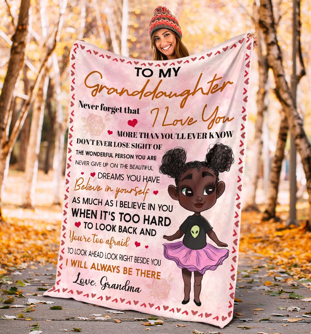 Black Girl To My Granddaughter African Flannel Blanket For Bed Sofa And Reading Nook Decor