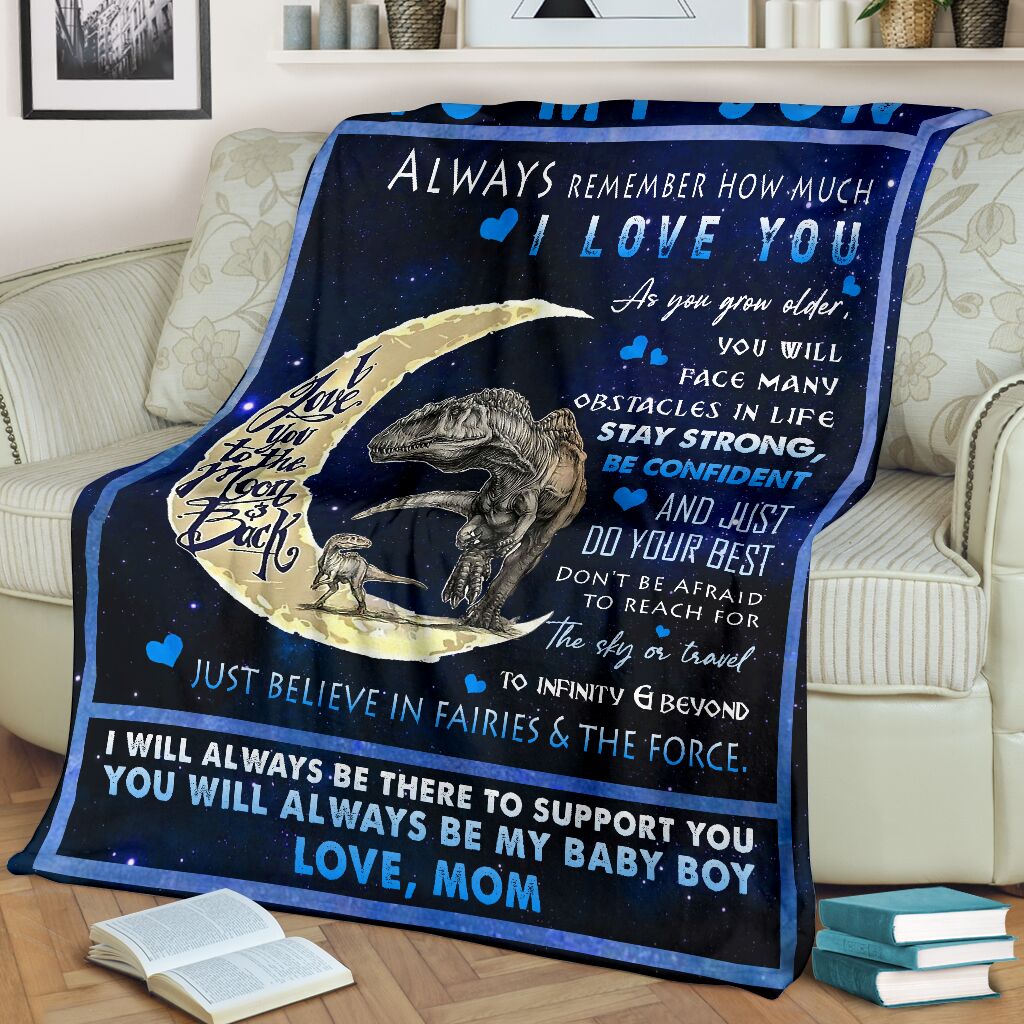 Dinosaur To My Son I Love You Flannel Blanket For Living Room And Bedroom Styling