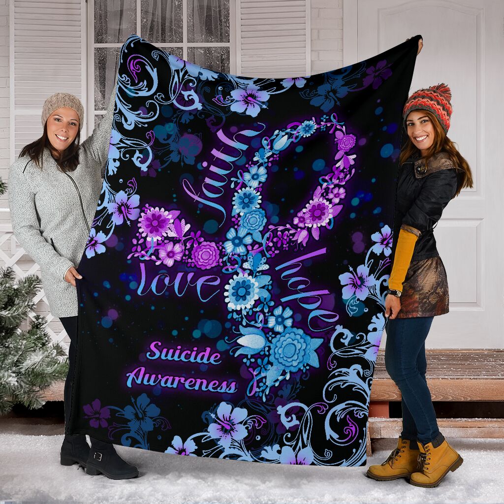 Mental Health Awareness Floral Flannel Blanket For Bedroom Couch And Daily Comfort