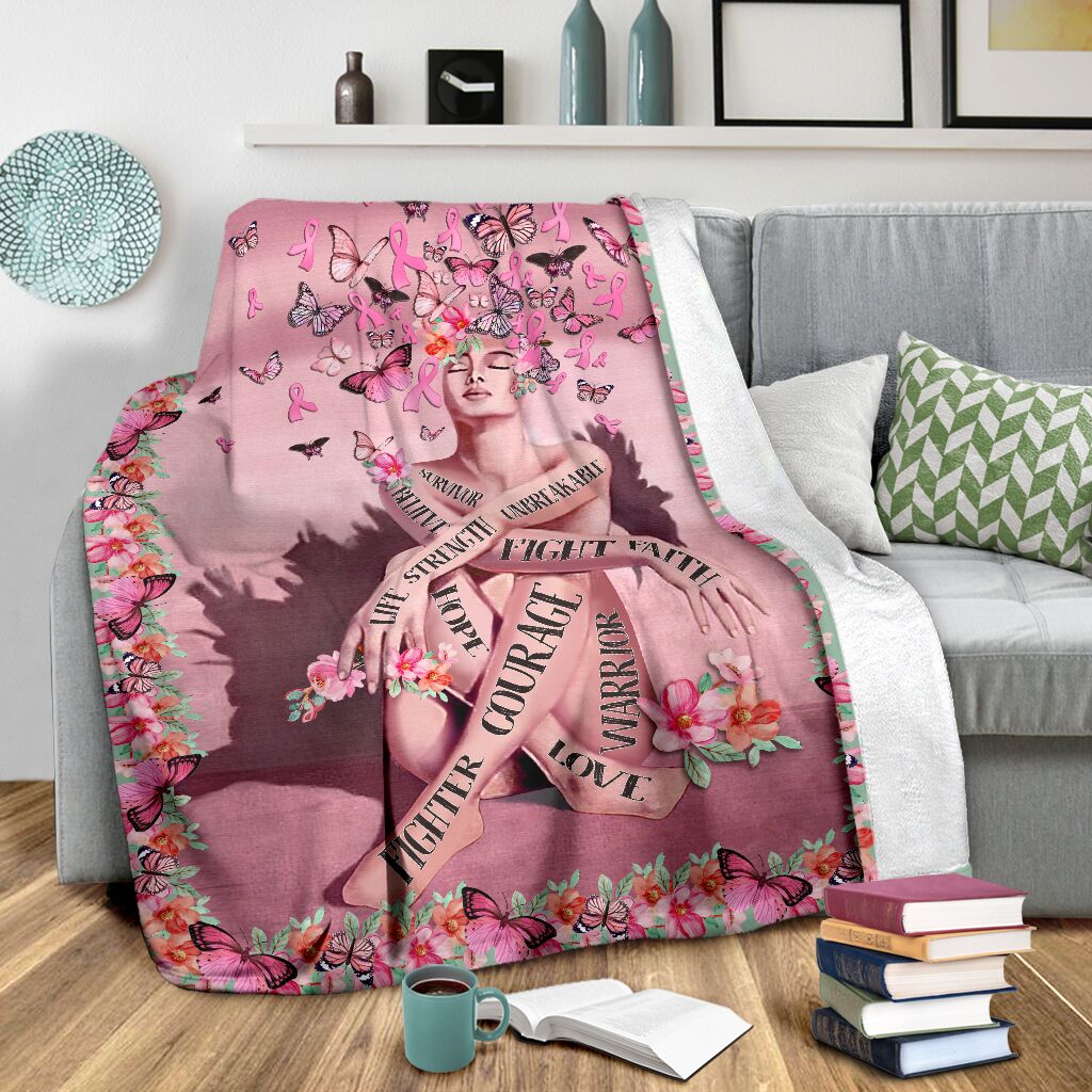 Breast Cancer Survivor Awareness Flannel Blanket For Relaxing At Home And Travel