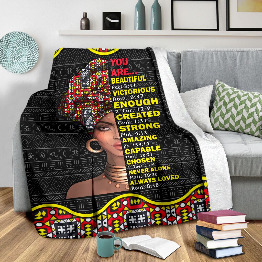 Black Girl God Says You Are African American Strong Flannel Blanket For Relaxing At Home And Travel