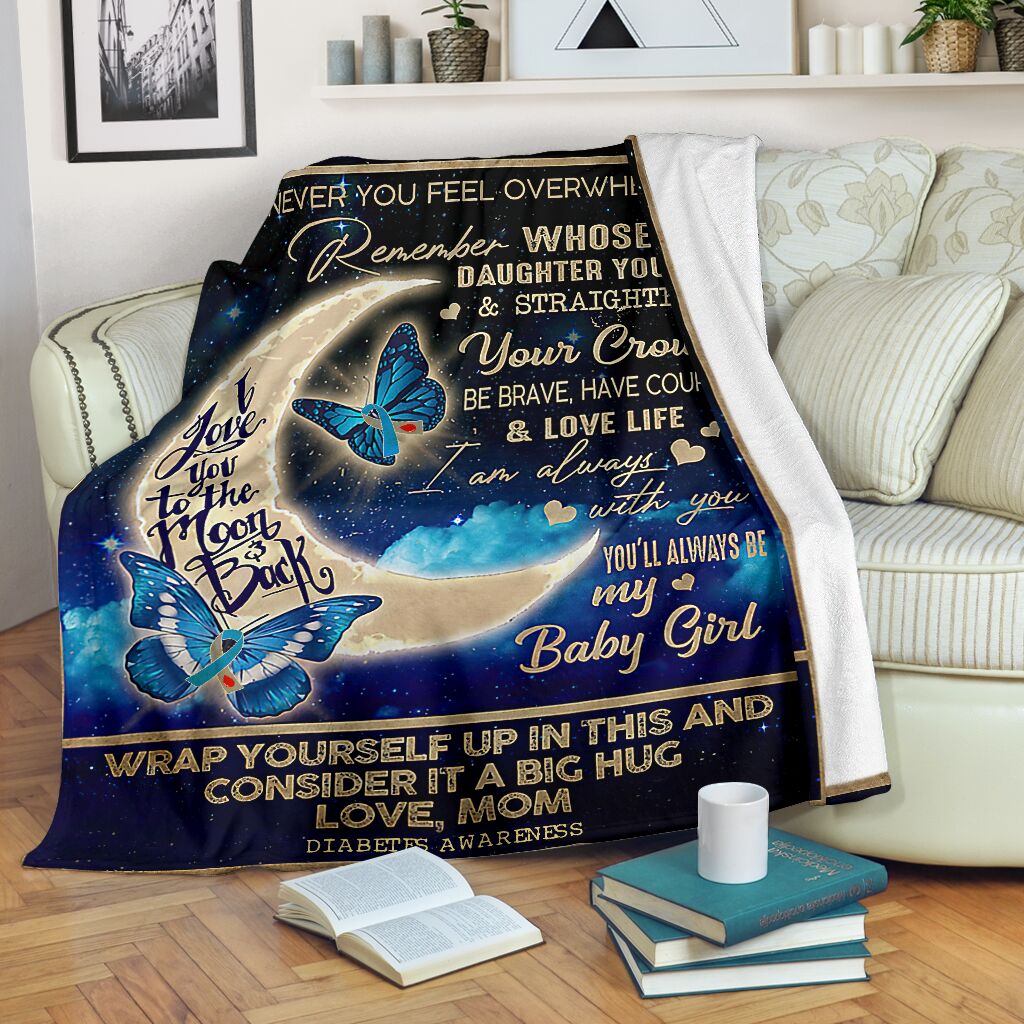 Diabetes Awareness Daughter Butterfly Flannel Blanket For Soft Bed Couch And Home Comfort