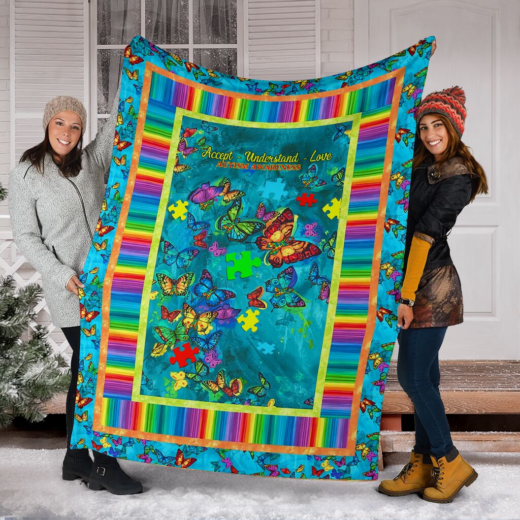 Autism Accept Understand Love Autism Awareness Flannel Blanket For Bedroom Couch And Daily Comfort