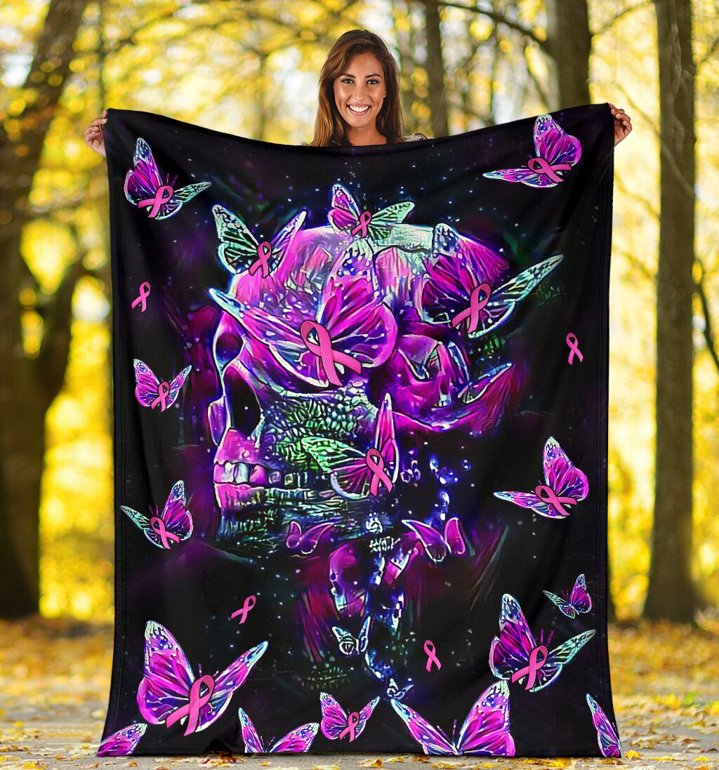 Breast Cancer Awareness Butterfly Flannel Blanket For Cozy Home Lounging And Gifting