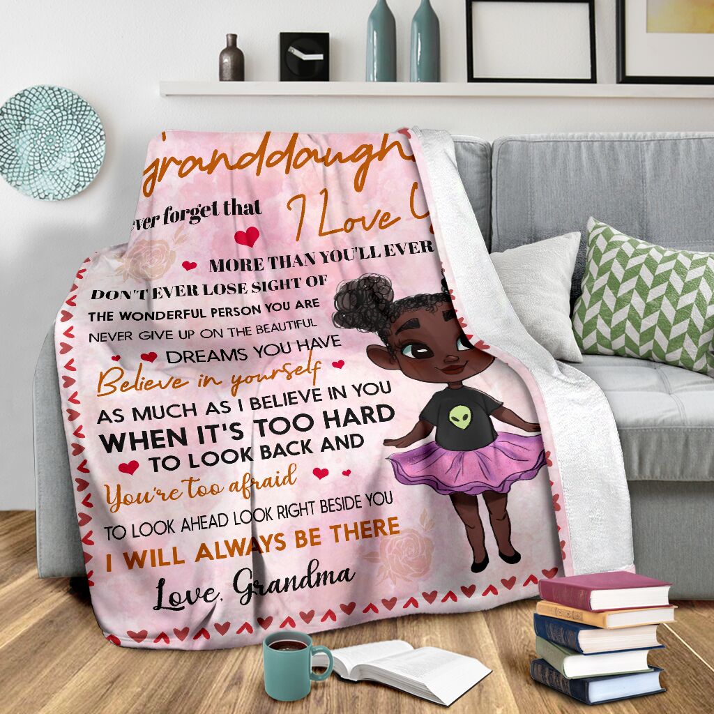 Black Girl To My Granddaughter African American Flannel Blanket For Relaxing At Home And Travel