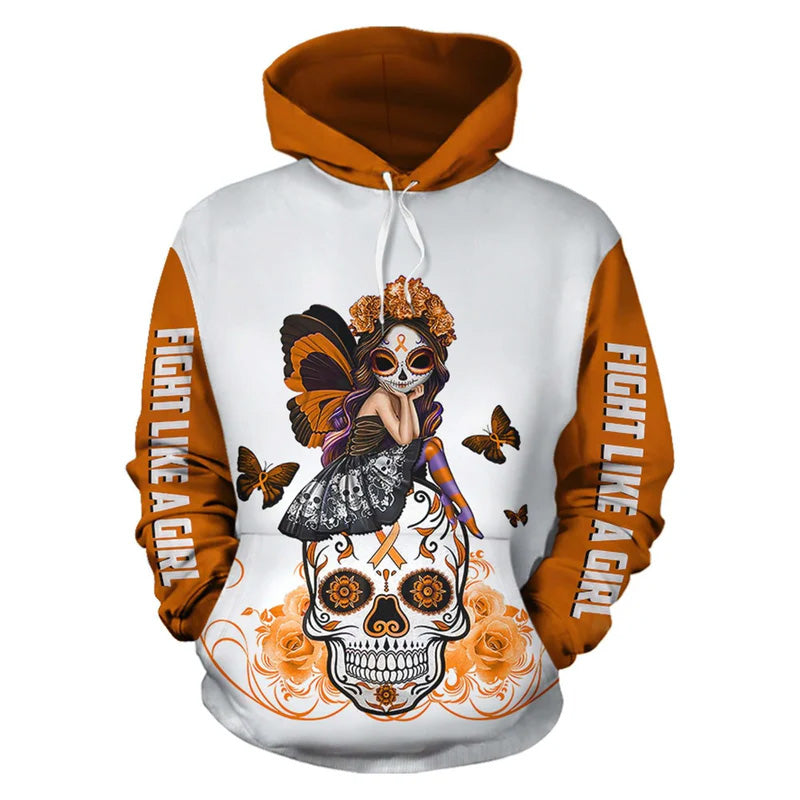 Leukemia Awareness Skull Art – 3D Hoodie