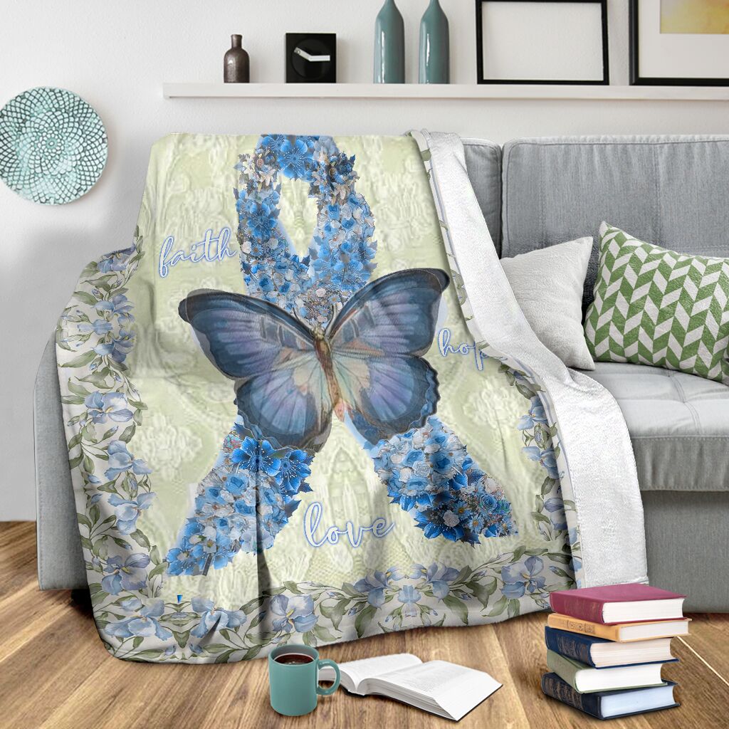 Diabetes Awareness Butterfly Flannel Blanket For Relaxing At Home And Travel