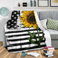 Sunflower American Flag Flannel Blanket For Relaxing At Home And Travel