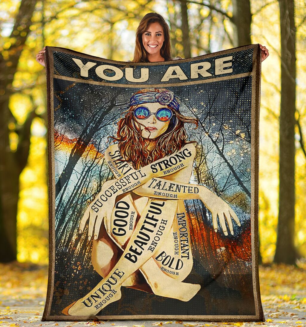 Hippie You Are Enough Flannel Blanket For Cozy Home Lounging And Gifting