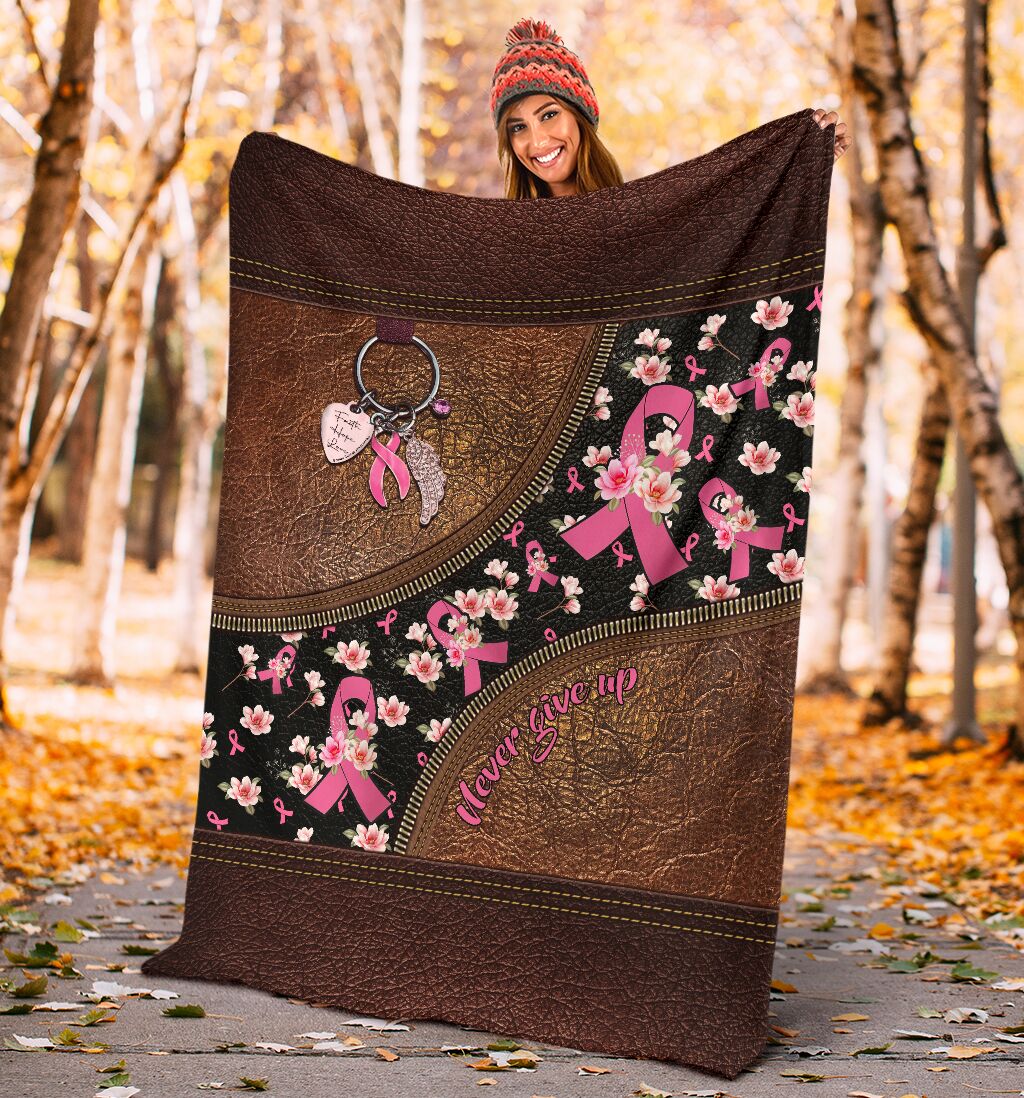 Breast Cancer Awareness Strength And Hope Message Flannel Blanket For Bed Sofa And Reading Nook Decor