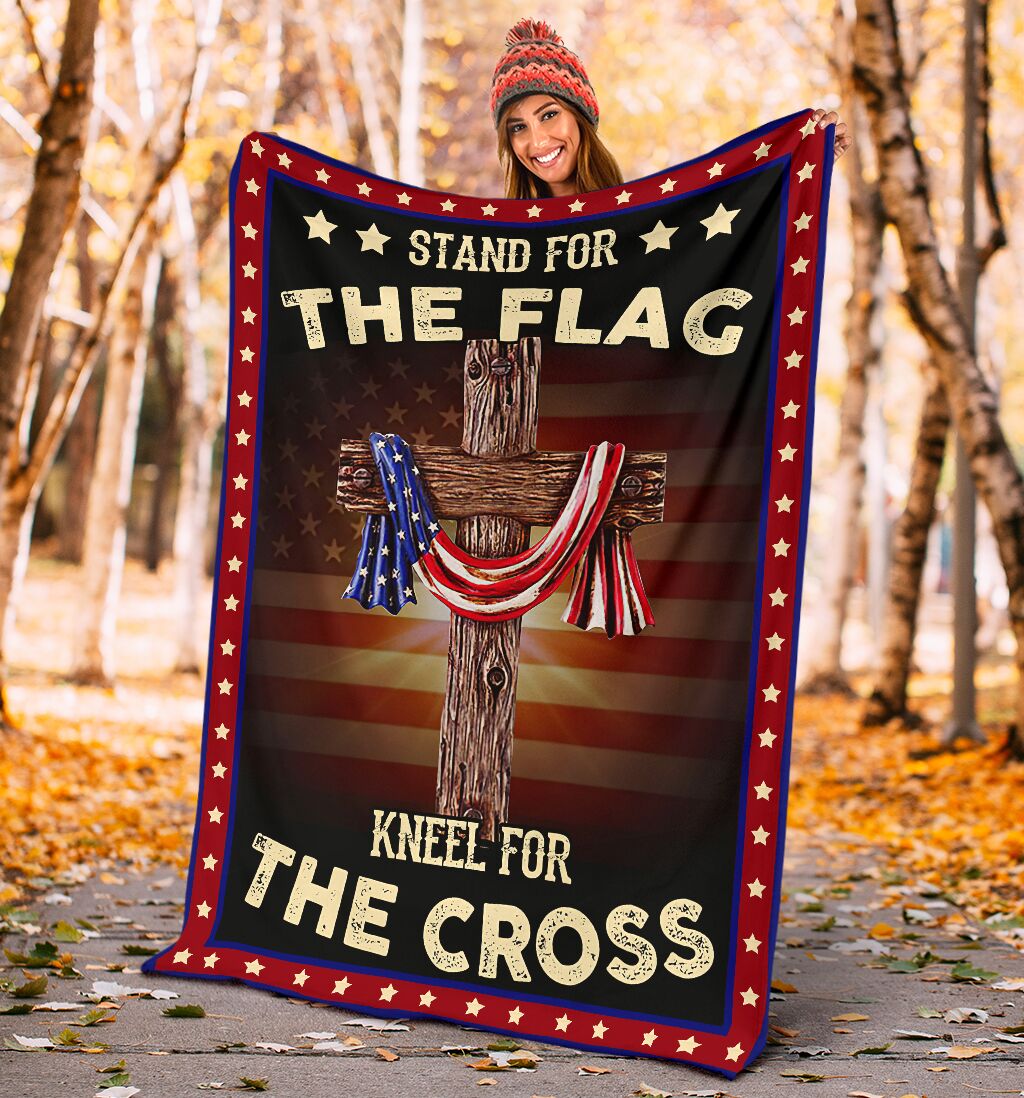 God Stand For The Flag American Flag Christian Flannel Blanket For Bed Sofa And Reading Nook Decor