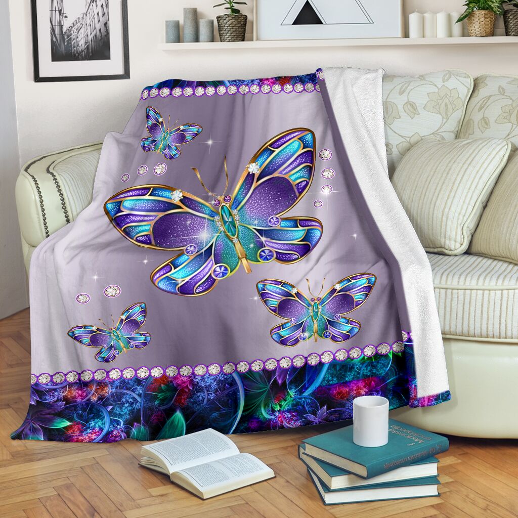 Butterfly Metal Pattern Flannel Blanket For Soft Bed Couch And Home Comfort