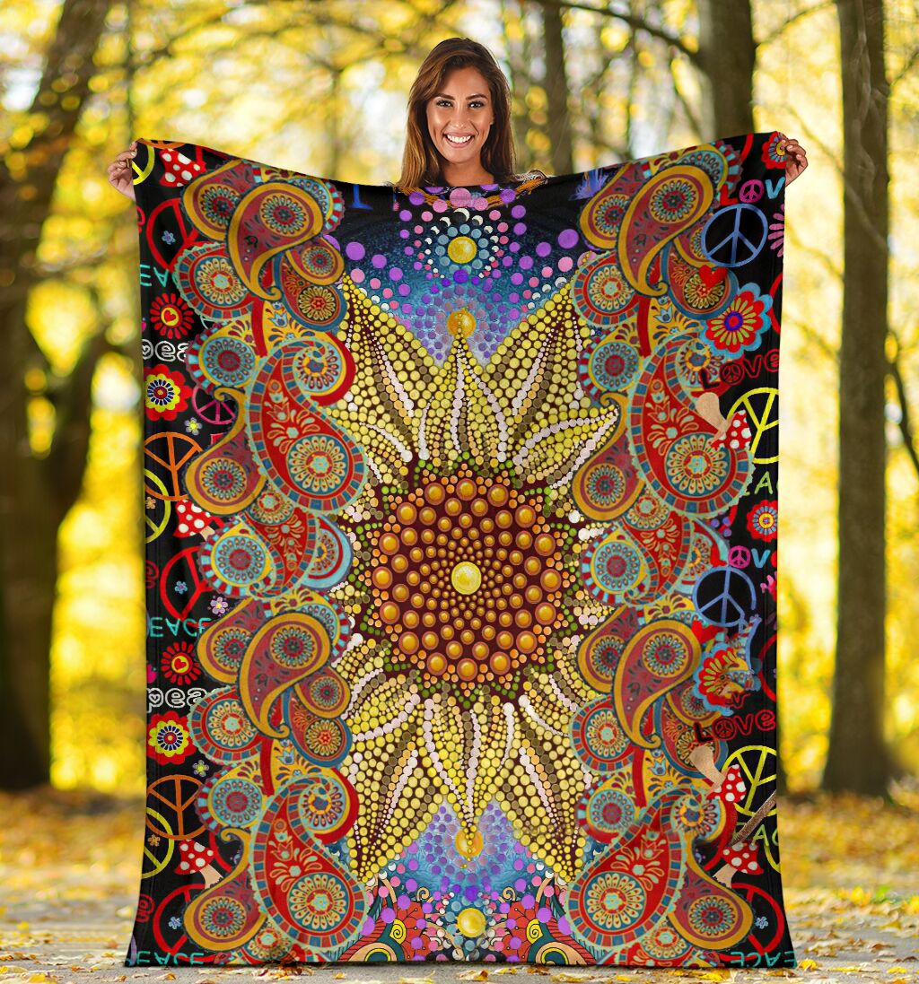 Hippie Soul Floral Beautiful Flannel Blanket For Cozy Home Lounging And Gifting