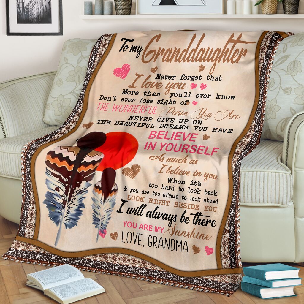 Native To My Granddaughter Native American Flannel Blanket For Living Room And Bedroom Styling