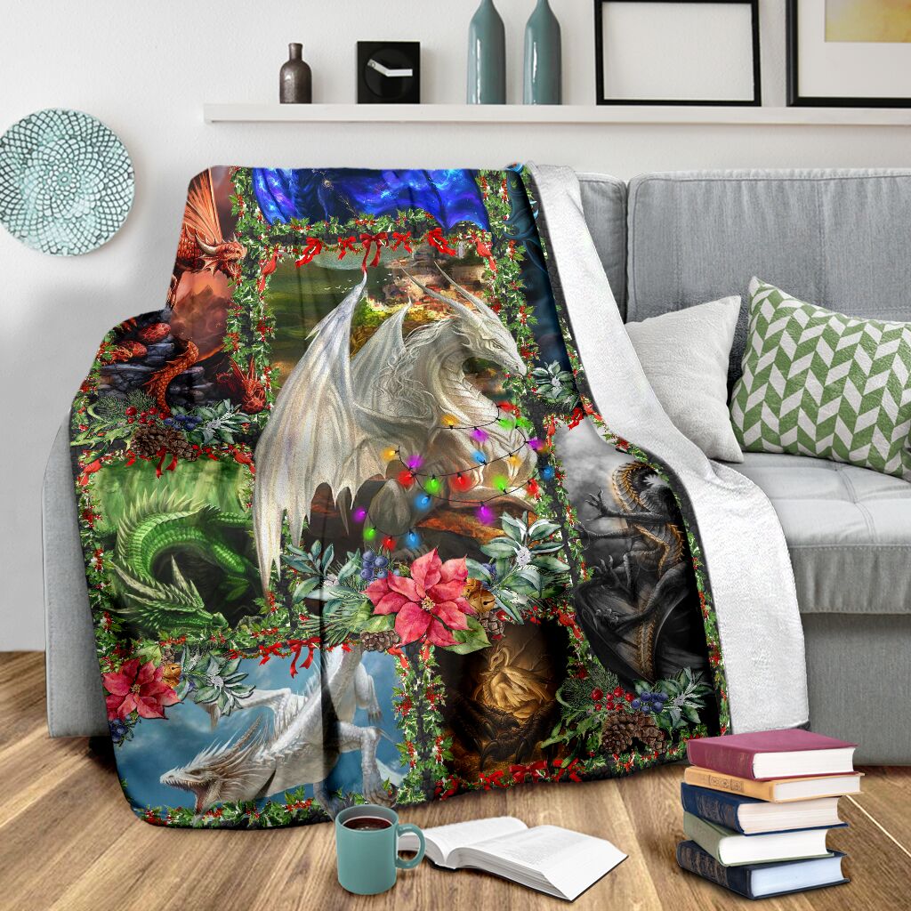 Dragon Christmas Love Flannel Blanket For Relaxing At Home And Travel