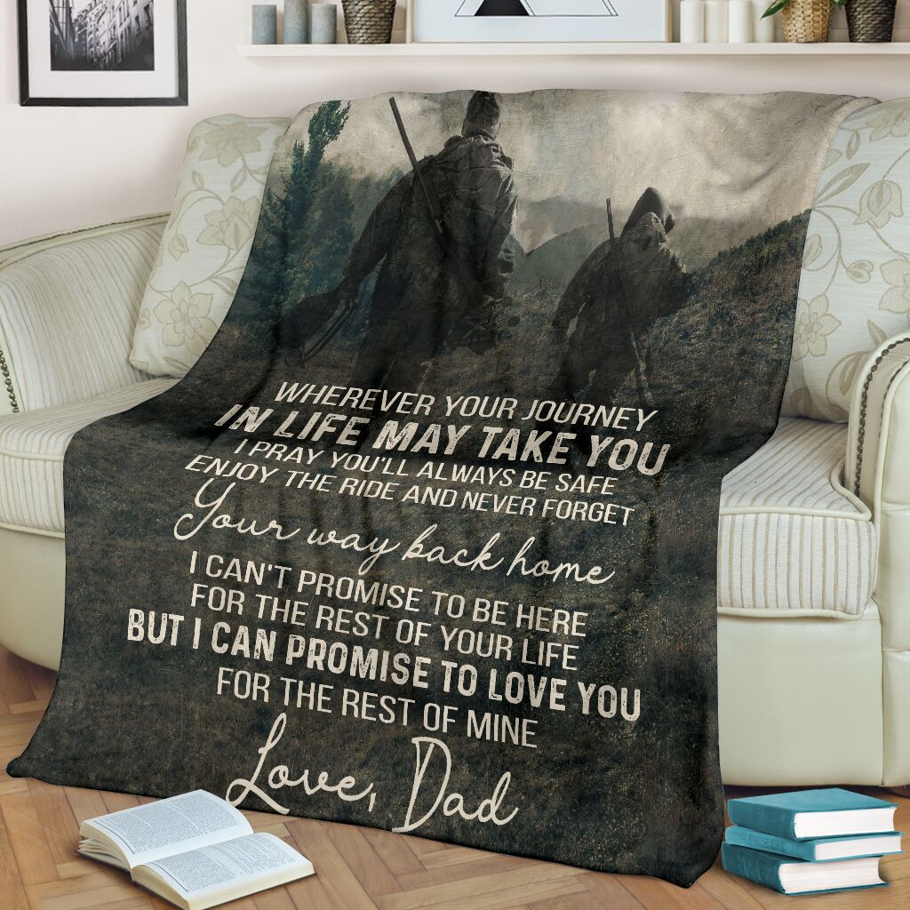 Hunting To My Son Hunting I Can Promise To Love You Flannel Blanket For Living Room And Bedroom Styling