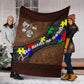Autism Awareness Colorful Acceptance Message Leather Pattern Flannel Blanket For Bedroom Couch And Daily Comfort