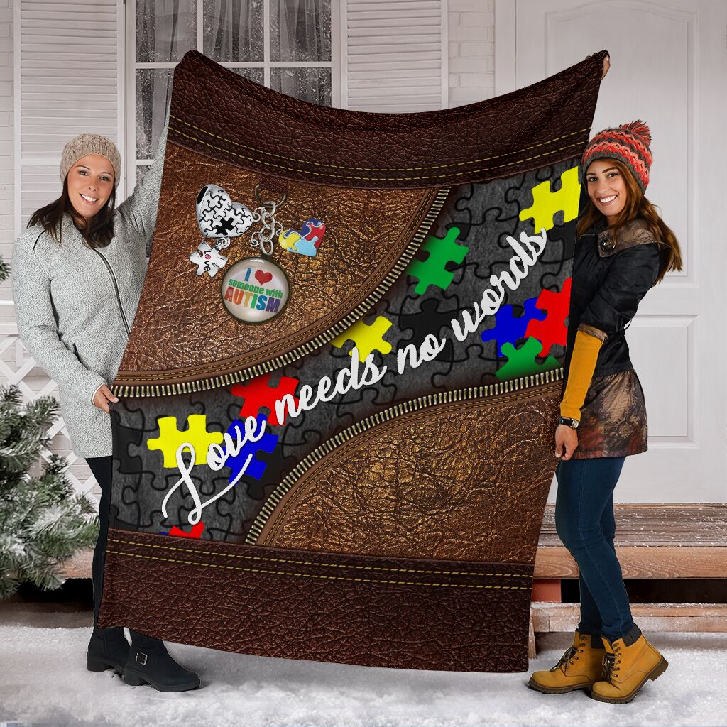 Autism Awareness Colorful Acceptance Message Leather Pattern Flannel Blanket For Bedroom Couch And Daily Comfort