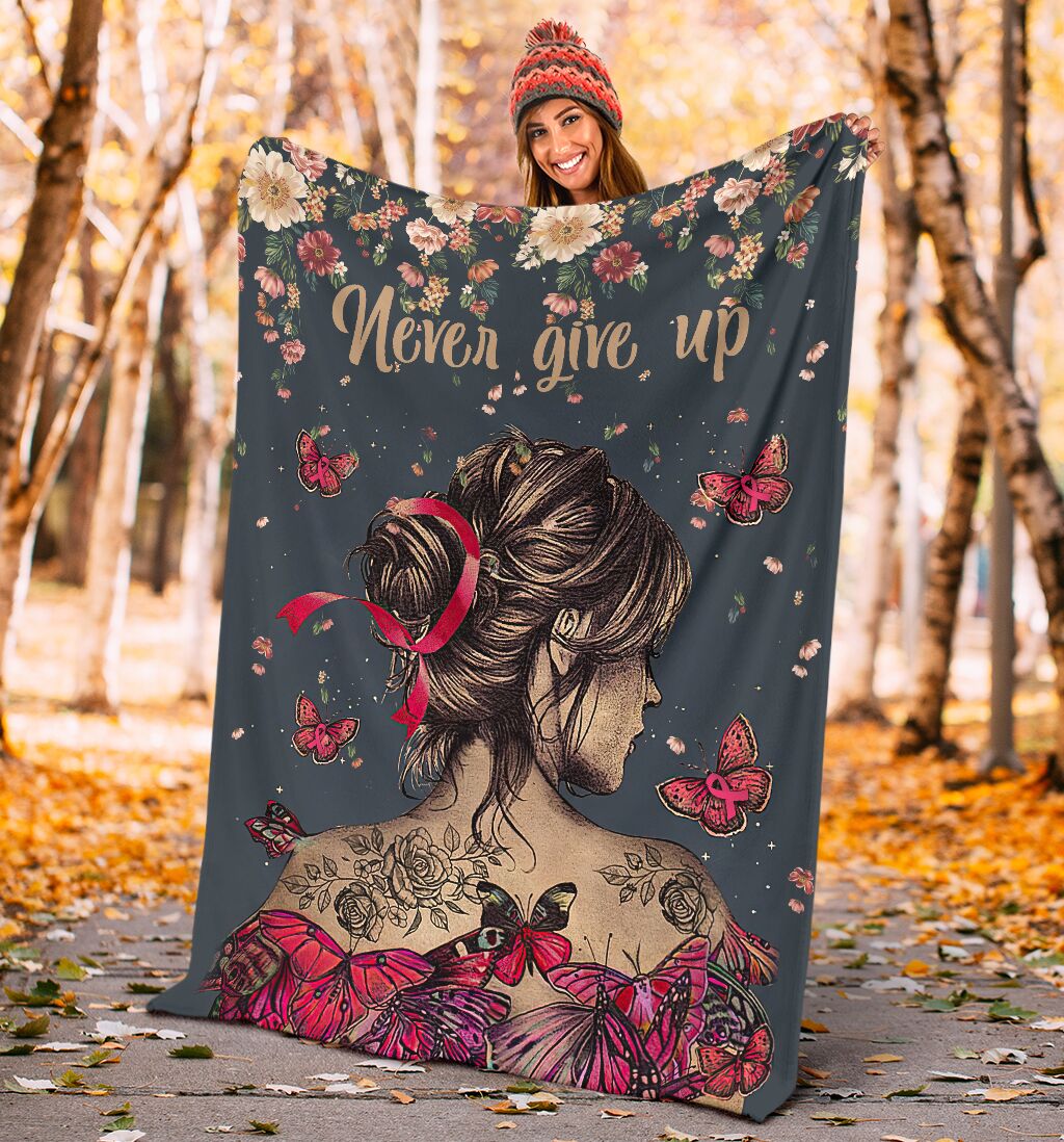 Breast Cancer Awareness Butterfly Flannel Blanket For Bed Sofa And Reading Nook Decor