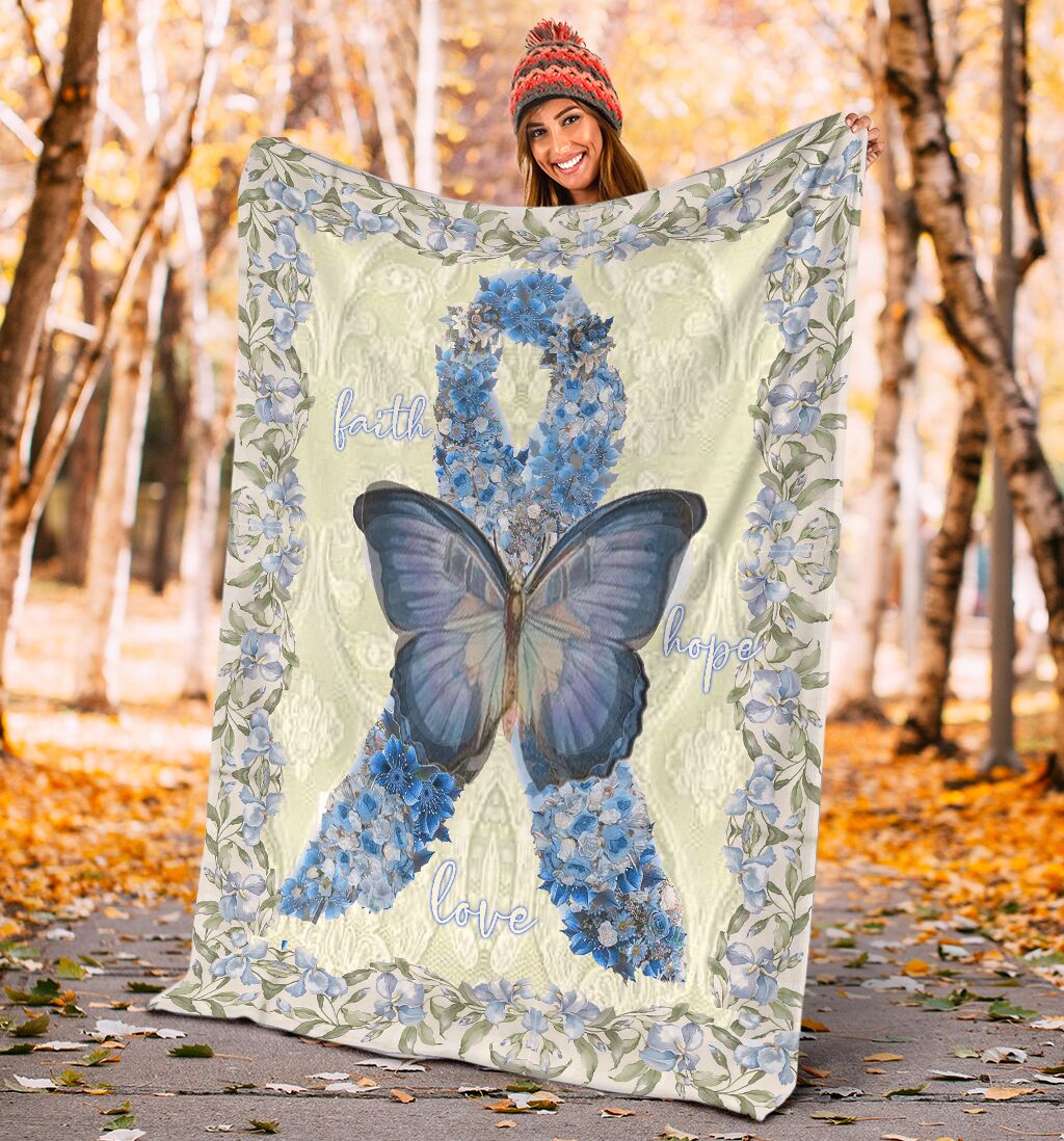 Diabetes Awareness Butterfly Flannel Blanket For Bed Sofa And Reading Nook Decor