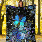 Butterfly With Blue Flowers Flannel Blanket For Cozy Home Lounging And Gifting