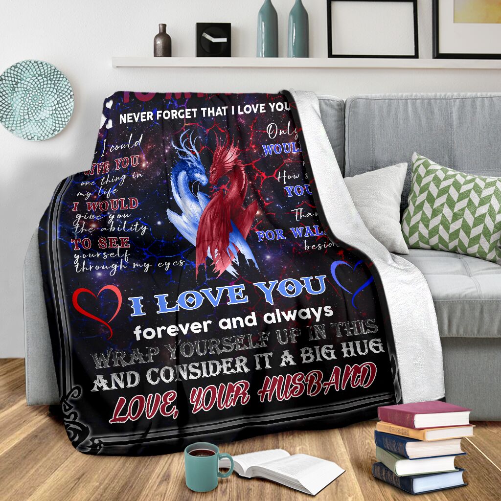 Dragon To My Wife Flannel Blanket For Relaxing At Home And Travel