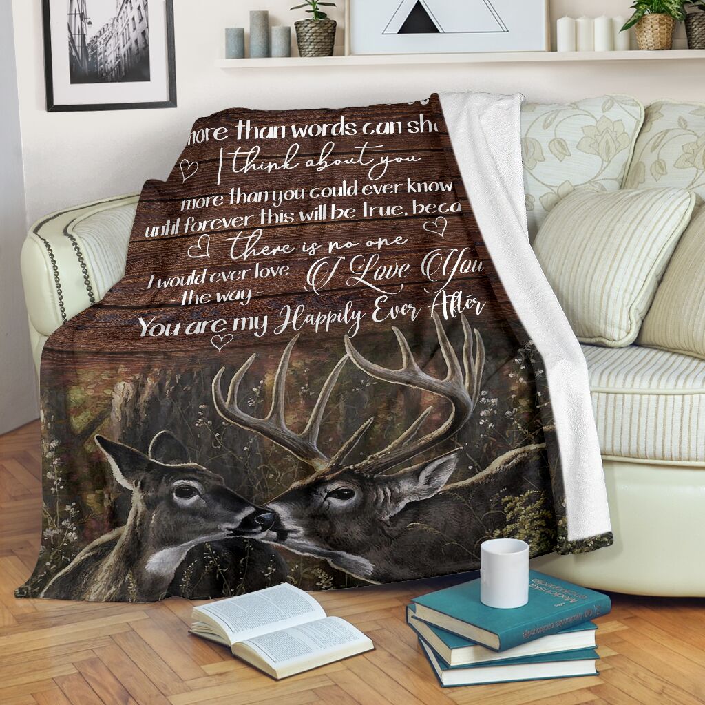 Hunting Deer Couple Love Gift Flannel Blanket For Soft Bed Couch And Home Comfort
