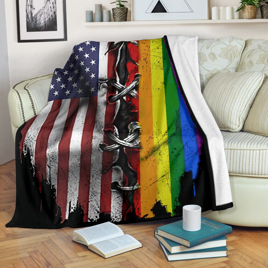 LGBT Rainbow American Flag Flannel Blanket For Soft Bed Couch And Home Comfort