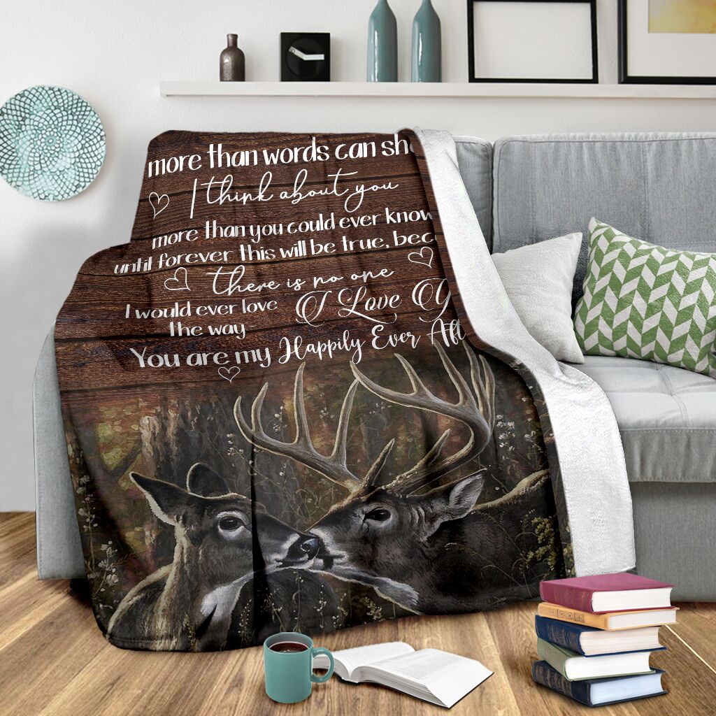 Hunting Deer Couple Love Gift Flannel Blanket For Relaxing At Home And Travel