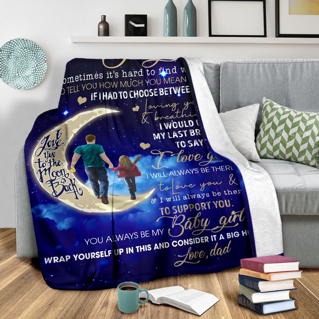 Family Dad To My Daughter Flannel Blanket For Relaxing At Home And Travel