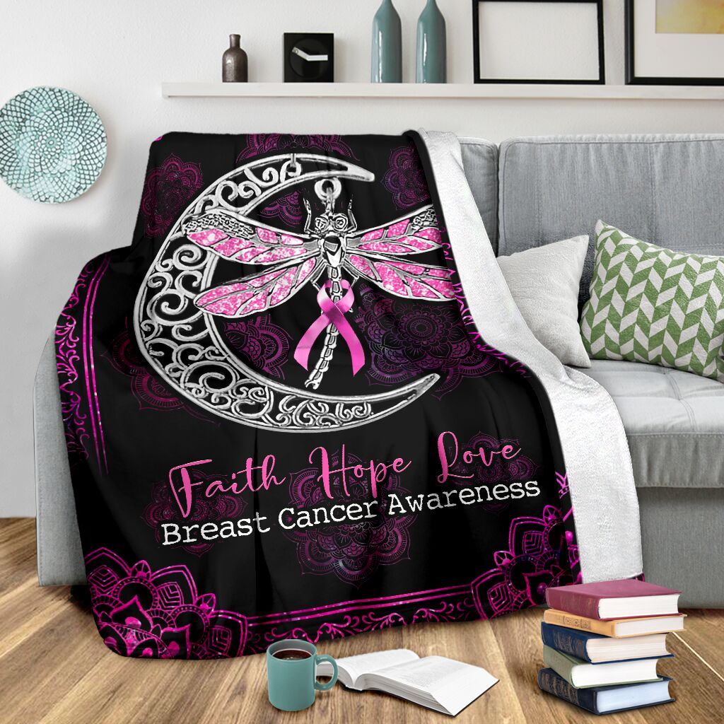 Breast Cancer Awareness Butterfly Flannel Blanket For Relaxing At Home And Travel
