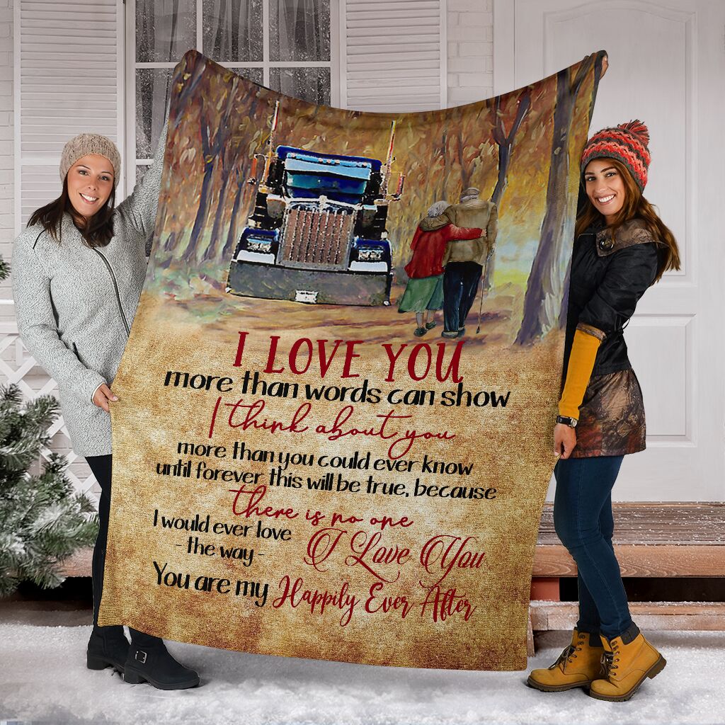Truck I Love You Truck Couple Trucker Flannel Blanket For Bedroom Couch And Daily Comfort