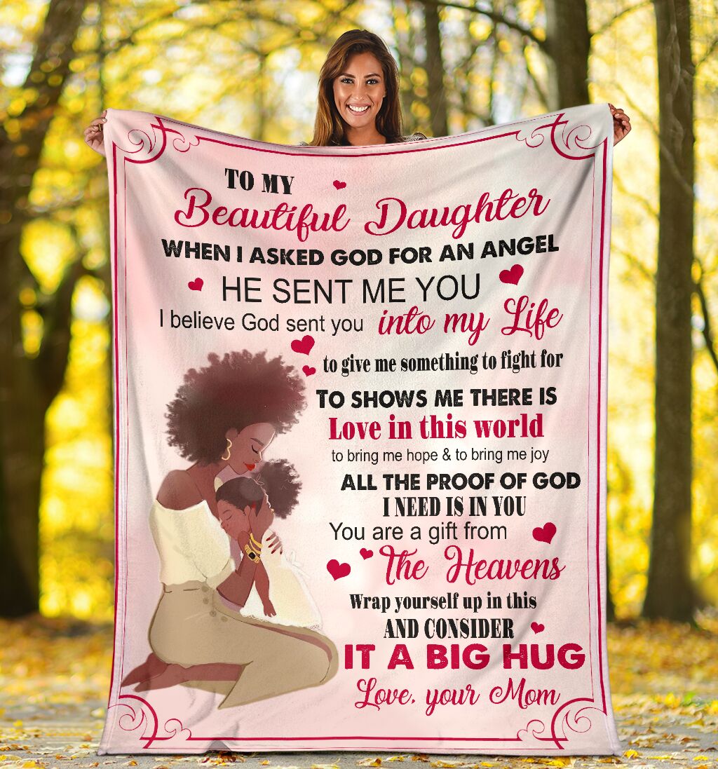 African American I Asked God For A Best Friend Flannel Blanket For Bedroom Couch And Daily Comfort