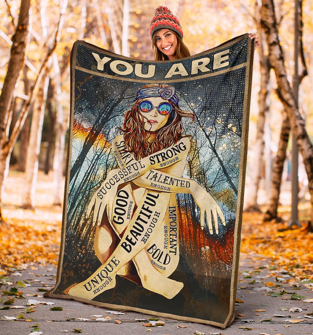 Hippie You Are Enough Flannel Blanket For Bed Sofa And Reading Nook Decor