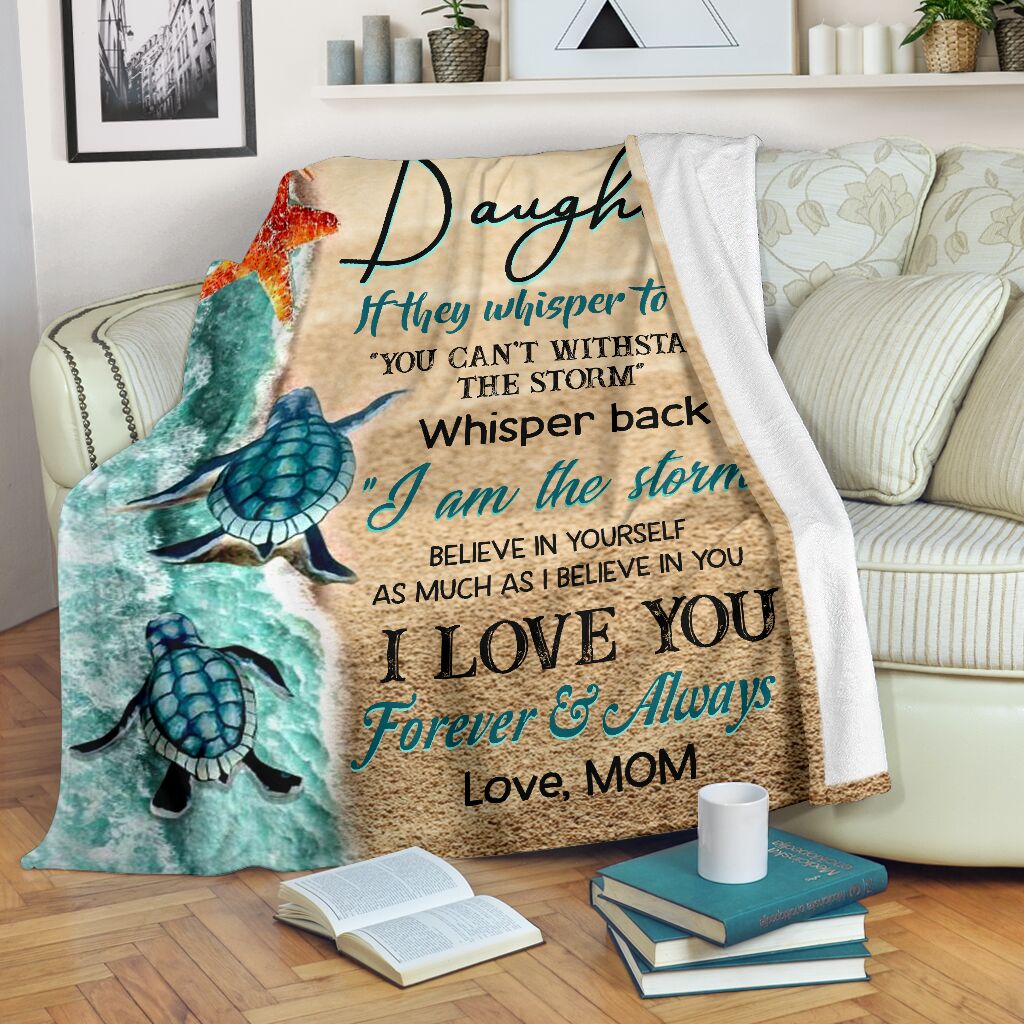 Turtle To My Daughter Flannel Blanket For Soft Bed Couch And Home Comfort