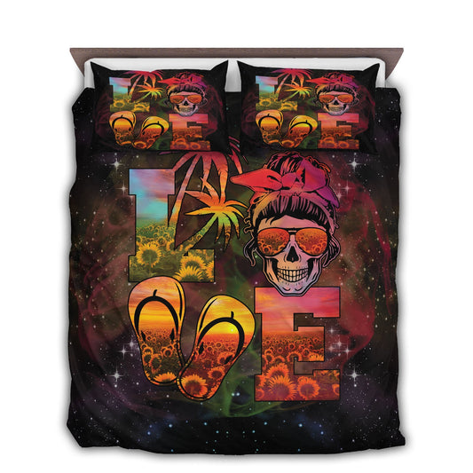 Summer Beach Skull Bedding Cover For Gothic Bedroom Decor