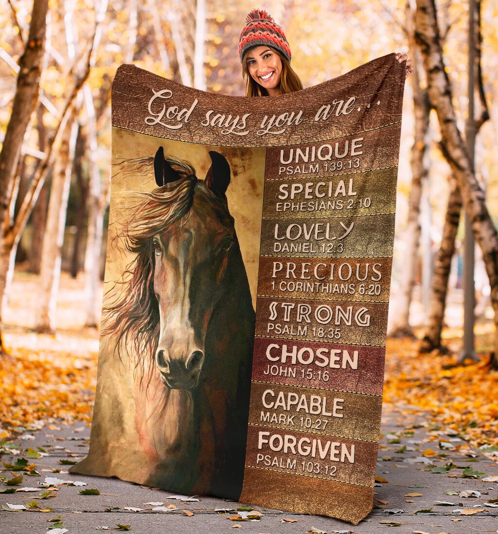 Horse God Says You Are Leather Pattern Flannel Blanket For Bed Sofa And Reading Nook Decor