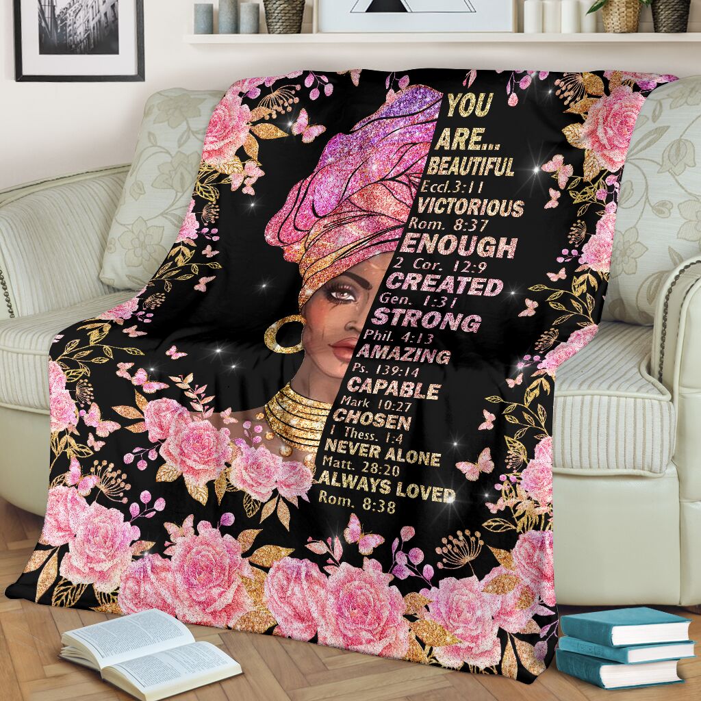 Black Woman God Says You Are African American Flannel Blanket For Living Room And Bedroom Styling