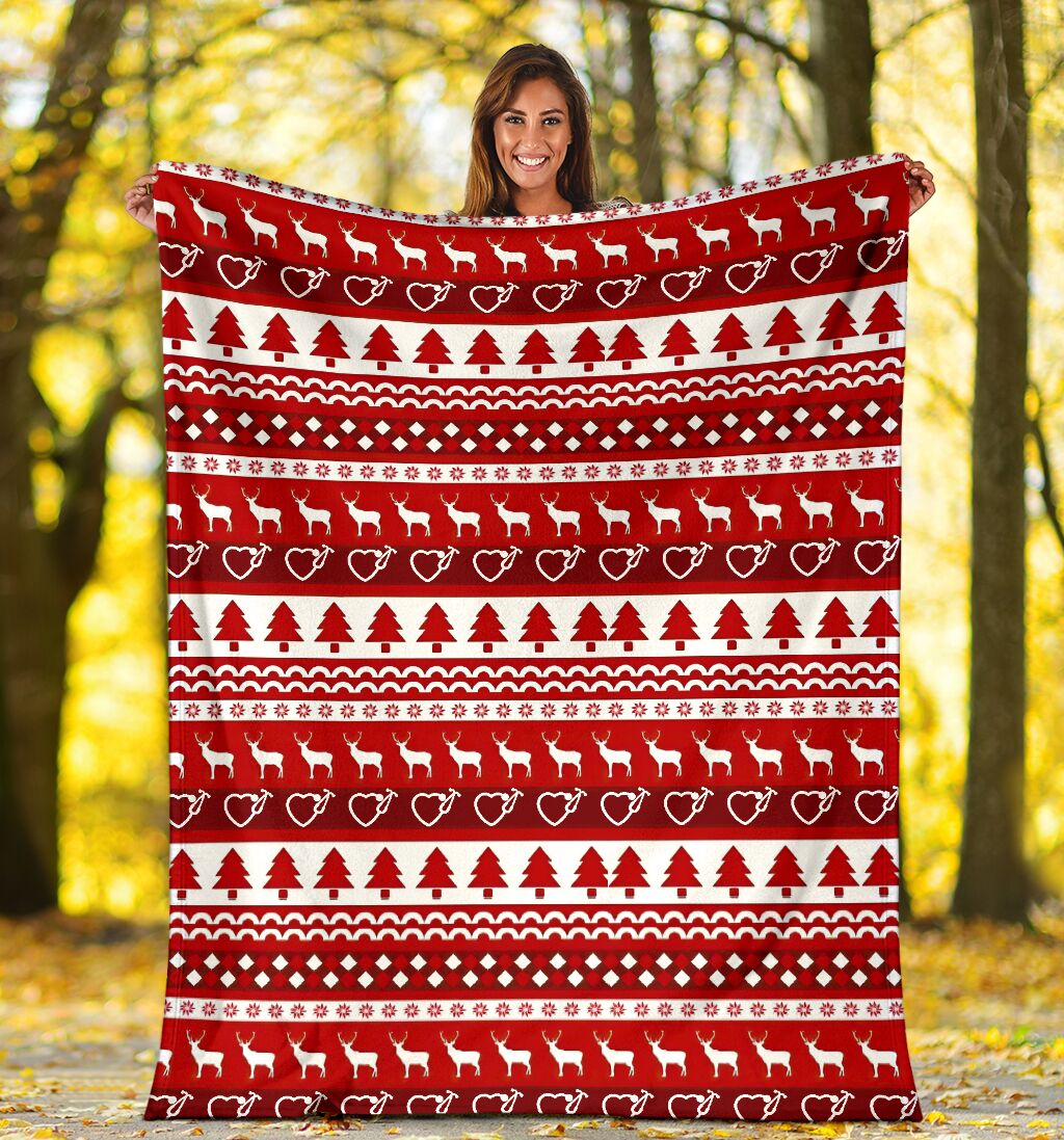 Nurse Christmas Simple Pattern Flannel Blanket For Cozy Home Lounging And Gifting
